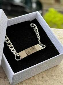 [Foto personalizada] Pulsera con foto del ojo personalizada, pulsera conmemorativa de acero inoxidable con grabado personalizado del ojo de mujer, pulsera conmemorativa ajustable clásica con etiqueta curvada para hombre, regalo de cumpleaños/aniversario/Acción de Gracias, negro, elegante, colorido, vintage, sencillo, unisex, casual, bonito, personalizado, único, regalos ideales para él, regalos ideales para ella, ella, novio, novia, papá, mamá, familia, amigos, para aniversarios, para cumpleaños, para graduación, para baile de graduación, para fiestas, joyería de acero inoxidable