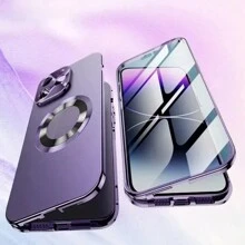 兼容 iPhone 16/15/14/13/12 Pro Max Plus 系列手机壳，防窥屏幕磁性二合一手机壳，全手机覆盖手机壳，适合万圣节、圣诞节、生日、新年礼物、送给朋友的礼物 - 紫色 - 查看 6