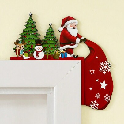 1pc Santa Christmas Door Corner Sign - Wooden Sculpture For Living Room, Bedroom, Office, And Outdoor Indoor Decoration,Perfect For Christmas, Home & Party Wall Accents,Garage Accent, And Holiday Gift, Halloween, Halloween Decoration
