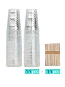 10/20/30/50 件，塑料量杯，8 盎司一次性搅拌杯，带木制搅拌棒，可用于环氧树脂、液体测量、油漆混合、烹饪和烘焙