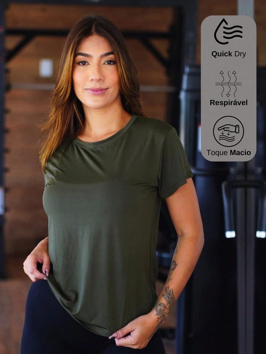 Breathable And Quick-Drying Fitness T-Shirt - Soft Touch - Màu xanh lá cây đậm - Xem 1