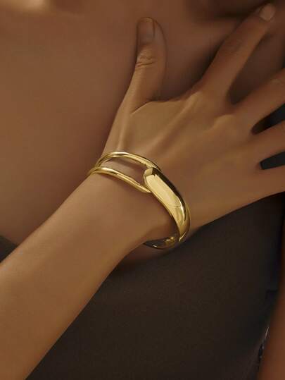 1 pieza Pulsera de metal asimétrica hueca con diseño de gota de agua de alta calidad y elegancia minimalista, adecuada para eventos formales, fiestas, uso diario, oficina, bar, festivales de música, estilo callejero, fotografía, bodas, actividades empresariales, regalo para amigos y familiares