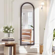 Antok Arch Door Mirror, 48'' X 18'' Wooden Arched Full Length Mirror Over The Door, Hanging Mirror, Rectangular Wall Mirror, Wall Mounted/Hanging/Leaning, Home Decor, Retro Gray - Retro Gray - View 6