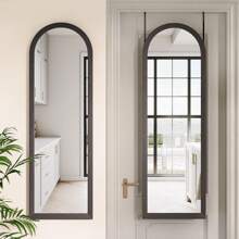 Antok Arch Door Mirror, 48'' X 18'' Wooden Arched Full Length Mirror Over The Door, Hanging Mirror, Rectangular Wall Mirror, Wall Mounted/Hanging/Leaning, Home Decor, Retro Gray - Retro Gray - View 3