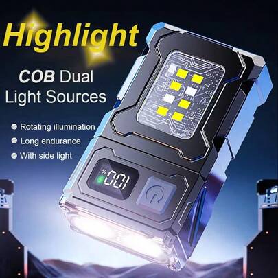 1 件超亮迷你 LED 手电筒，多功能便携式手电筒，180° 旋转灯头，8 种照明模式，Type-C 快速充电，带不锈钢侧夹，适用于户外探险、露营、紧急情况、徒步旅行和父亲节礼物
