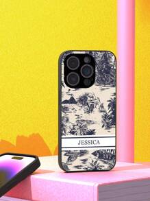 1 pieza Funda de teléfono personalizable, ideal para personalizar con nombres, textos, hecha de carcasa de vidrio templado duro con borde suave de TPU, resistente a arañazos y golpes, compatible con 16/14 Plus/13 Pro/12 Pro Max/11/6P/7P/XS/XR, regalo perfecto para individuos, parejas, familia, amigos, con diseños florales, elegantes, coloridos, vintage, lindos, minimalistas, divertidos, personalizados, únicos, un regalo ideal para él, ella, novio, novia, familia, amigos, abuelos, pareja, para aniversarios, cumpleaños