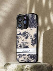 1 pieza Funda de teléfono personalizable, ideal para personalizar con nombres, textos, hecha de carcasa de vidrio templado duro con borde suave de TPU, resistente a arañazos y golpes, compatible con 16/14 Plus/13 Pro/12 Pro Max/11/6P/7P/XS/XR, regalo perfecto para individuos, parejas, familia, amigos, con diseños florales, elegantes, coloridos, vintage, lindos, minimalistas, divertidos, personalizados, únicos, un regalo ideal para él, ella, novio, novia, familia, amigos, abuelos, pareja, para aniversarios, cumpleaños