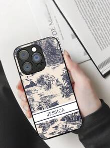 1 pieza Funda de teléfono personalizable, ideal para personalizar con nombres, textos, hecha de carcasa de vidrio templado duro con borde suave de TPU, resistente a arañazos y golpes, compatible con 16/14 Plus/13 Pro/12 Pro Max/11/6P/7P/XS/XR, regalo perfecto para individuos, parejas, familia, amigos, con diseños florales, elegantes, coloridos, vintage, lindos, minimalistas, divertidos, personalizados, únicos, un regalo ideal para él, ella, novio, novia, familia, amigos, abuelos, pareja, para aniversarios, cumpleaños