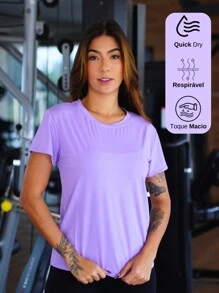 Breathable And Quick-Drying Fitness T-Shirt - Soft Touch - Lilac Purple - View 1