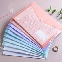 10pcs A4 Plastic Folder Thickened File Folder Transparent Buckle Data Student File Storage Bag A4 File Bag Pp Transparent Plastic Buckle Plastic File Bag Macron Color Waterproof Data Bag Back To School,Back To School,School Supplies