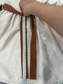 年轻女孩米色长袖立领系带 A 字裙，春秋装 - 米色 - 查看 8