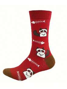 1 Đôi Tất Cổ Cao Hình Mèo Hoạt Hình Kỳ Lạ - Mềm Mại, Thoáng Khí, Thoải Mái, Thường Ngày, Unisex, Thân Thiện Với Hoạt Động Ngoài Trời - Lý Tưởng Cho Nam Giới Mặc Hàng Ngày, Quà Tặng Mới Lạ - Nhiều màu - Xem 3