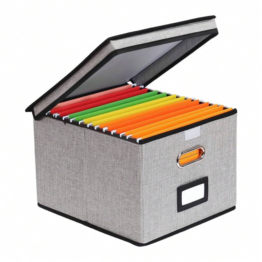 1 Pack/2 Pack/3 Pack File Organizer Box, File Organizer Box With Lid, Hanging File Folders Organizer, Letter Size, Collapsible Document Organizer, Home Office, Gray/Black - Xám-2 chiếc - Xem 1