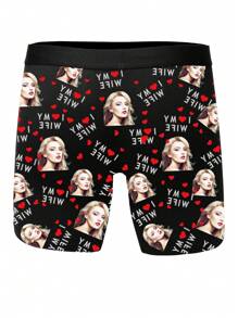 情人节定制男士平角内裤，可印照片，个性化定制女友头像平角内裤，1条装，可爱、简约、趣味、舒适，定制、个性化、独特，男士专属礼物，送给男友、朋友的理想礼物，适合卧室、婚礼、节日、周年纪念日、生日等场合，定制男士内裤，时尚秋季，Dawg，色彩缤纷，可爱，简约，趣味，定制，独特，个性化，送给他的理想礼物，送给她的理想礼物，男友，女友，家人，朋友，她，Gymboy - 黑色 - 查看 6