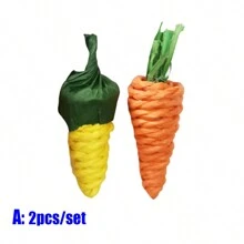 Natural Luffa & Grass Woven Small Pet Toy Set,Suitable For Rabbits,Hamsters,Etc. Teeth Cleaning,Chewing,Multi-Size,Random Color,Year-Round Use - Multicolor - View 11