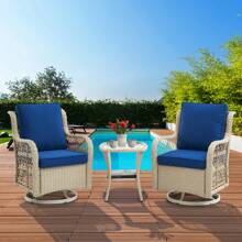 Outdoor Swivel Rocker Wicker Patio Chairs Set Of 2, Rattan Rocking Chair Furniture Set - Beige - View 1