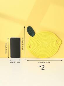1pc/2pcs/4pcs New Handmade Crochet Lemon Placemat, Kitchen Decor Home Decoration, Fruit Shape Heat Insulation Pads, Rope Mat For Placemat, Pot Holder, Coasters, Suitable For Outdoor, Dining, Kitchen, Home, Wedding, Party, Gift - Yellow - View 13