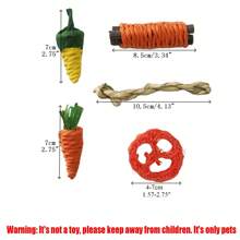 Natural Luffa & Grass Woven Small Pet Toy Set,Suitable For Rabbits,Hamsters,Etc. Teeth Cleaning,Chewing,Multi-Size,Random Color,Year-Round Use - Multicolor - View 7