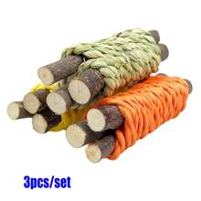 Natural Luffa & Grass Woven Small Pet Toy Set,Suitable For Rabbits,Hamsters,Etc. Teeth Cleaning,Chewing,Multi-Size,Random Color,Year-Round Use - Multicolor - View 3