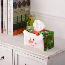 1 PC Christmas Decorative Tissue Box Set Christmas Table Ornaments Atmosphere Arrangement Christmas Supplies Holiday Christmas Tissue Box Set - Santa Claus And Snowman Pattern, Perfect Holiday Decoration, Halloween, Halloween Decoration - Multicolor - View 6
