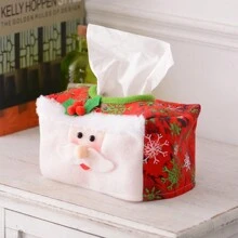 1 PC Christmas Decorative Tissue Box Set Christmas Table Ornaments Atmosphere Arrangement Christmas Supplies Holiday Christmas Tissue Box Set - Santa Claus And Snowman Pattern, Perfect Holiday Decoration, Halloween, Halloween Decoration - Multicolor - View 1