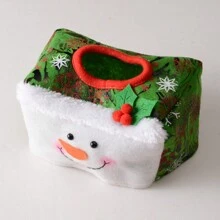 1 PC Christmas Decorative Tissue Box Set Christmas Table Ornaments Atmosphere Arrangement Christmas Supplies Holiday Christmas Tissue Box Set - Santa Claus And Snowman Pattern, Perfect Holiday Decoration, Halloween, Halloween Decoration - Multicolor - View 5