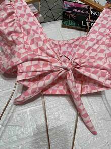 Cropped Blouses With Padded Top, Multicolored Print, Princess Sleeve, Grandma Fashions - 粉色 - 查看 3