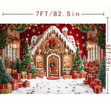 Christmas Dessert Shop Gingerbread Cottage Backdrop Cloth Christmas Gift Box Decoration Background Birthday Portrait Photo Booth Props Vinyl - Multicolor - View 6