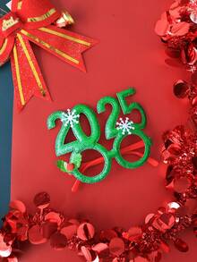 1pc Christmas/New Year Party Decoration Props Glasses, 2025 Celebration Props, Plastic Frame, Perfect For Holiday Party Gifts!,Christmas - Multicolor - View 5