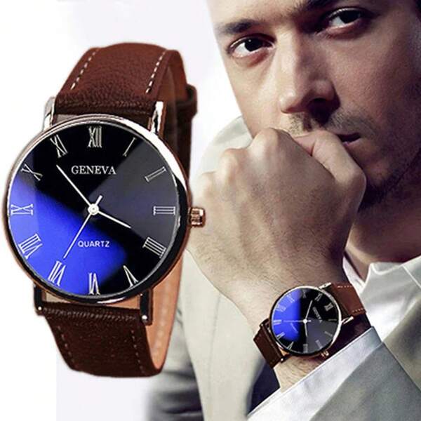 Nouvelle mode Montre décontractée pour hommes avec chiffres romains, excellente idée de cadeau