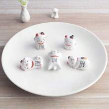 1/2 Pacotes Conjunto Suporte de Hashi para Gato, Descanso de Hashi Estilo Japonês Porcelana Gato da Sorte, Descanso de Colher Cerâmica, Hashi, Garfo, Faca, Utensílios de Mesa, Decoração de Casa e Cozinha, Presente, Suporte de Hashi, Colher, Garfo, Faca Estilo Japonês em Porcelana Cerâmica Gato da Sorte - Multicolorido - Visão 7