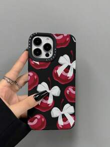1pc Fashion Frame Letter, Cherry Bow Leather Shockproof Phone Case Compatible With IPhone 11, 12, 13, 14, 11 Pro Max, 12 Pro Max, 13 Pro Max, 14 Pro Max, XR, 15, 15 Pro, 15 Pro Max, 16, 16 Pro, 16 Plus, 16 Pro Max, 17, 17 Pro, 17 Pro Max - Multicolor - View 5