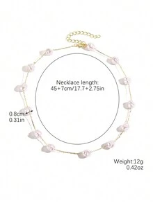 1pc Fashionable Minimalist Faux Pearl Beaded Chain Necklace For Women, Suitable For Daily Wear - Multicolor - View 12