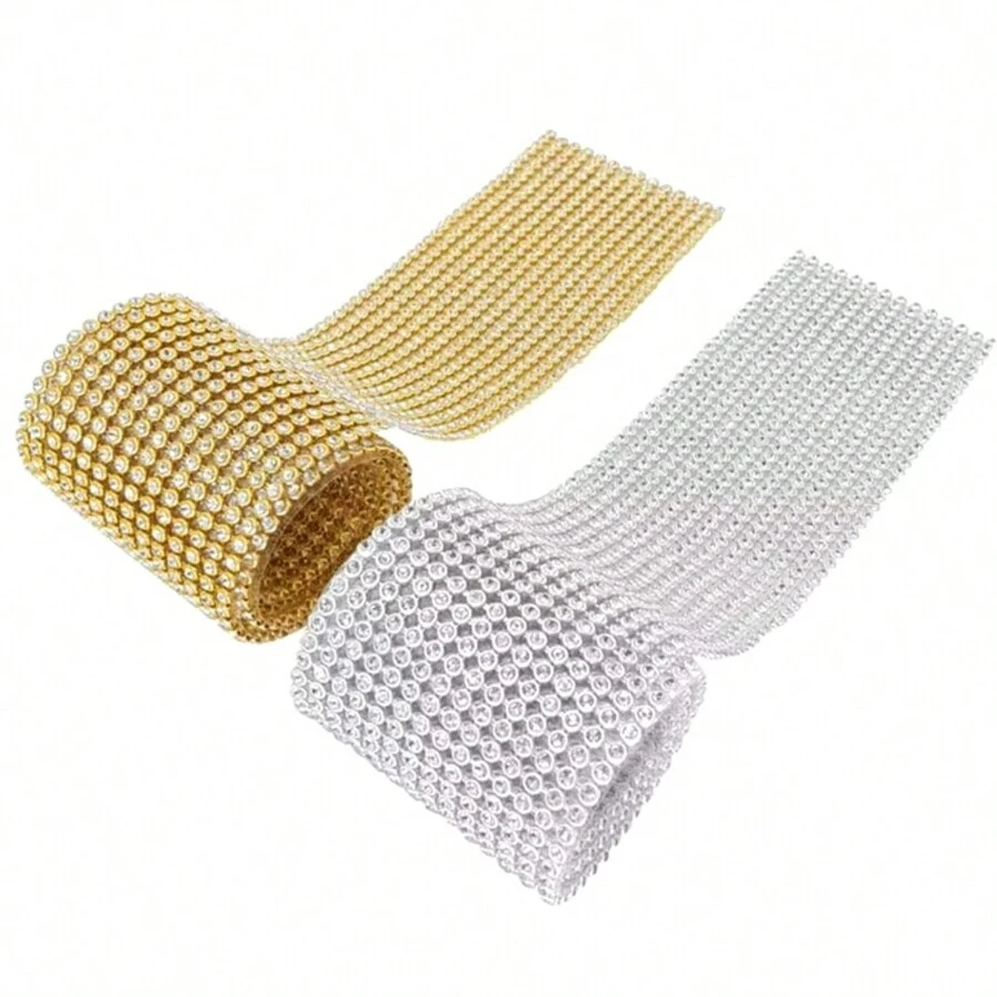 Iron-On Rhinestone Stripe Iron-On Applique Clothing Applique Chain - Silver - View 1