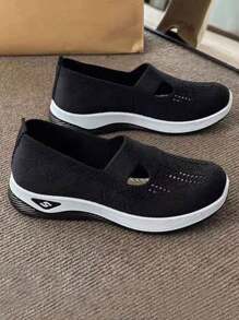 Zapatillas de deporte de malla tejidas cómodas y transpirables para conducir con punta redonda, novedades para primavera.Zapatos De Mujer Para Caminar Transpirables Zapatos De Enfermera De Trabajo Ajustables Con Hebilla, Zapatillas Mary Jane De Moda, Zapatos Planos Ligeros