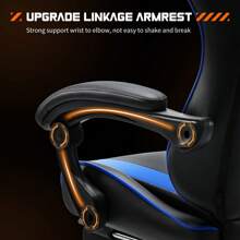 Sweetcrispy Video Game Desk Chair - Ergonomic Computer With Footrest And Comfy Lumbar Support, PU Leather Recliner With Headrest, Fixed Up Armrest, Height Adjustable With 360° Swivel - Blue - View 5