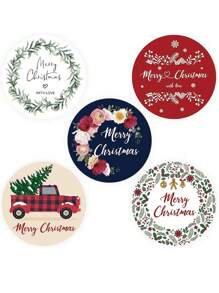 500pcs/Roll Christmas Snowflake & English Holiday Greeting Thank You Self-Adhesive Stickers, Decorative Gift Box Sealing Decals Back To School