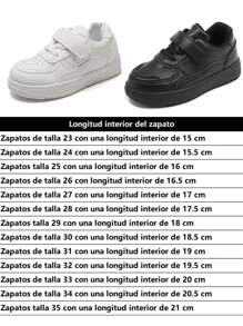 Zapatos blancos casuales para niños, zapatos deportivos transpirables de suela blanda para niñas y niños, zapatos de tabla suaves y cómodos de material de PU duradero. - Negro - Ver 9