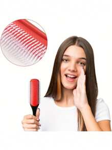 1pc/2pcs Classic Curling Hair Brush, 9 Rows For Thick Curly Hair, Wet Or Dry Hair, For Women And Men, Easy To Clean Hair Brush, For Styling, Detangling, Smooth, Blow Drying, Separating, Defining Curls, Travel Accessory,Hair Brush,Comb,Hair Tools,Hair Products And Accessories For Barber Salon Beauty Travel Essentials