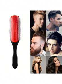 1pc/2pcs Classic Curling Hair Brush, 9 Rows For Thick Curly Hair, Wet Or Dry Hair, For Women And Men, Easy To Clean Hair Brush, For Styling, Detangling, Smooth, Blow Drying, Separating, Defining Curls, Travel Accessory,Hair Brush,Comb,Hair Tools,Hair Products And Accessories For Barber Salon Beauty Travel Essentials
