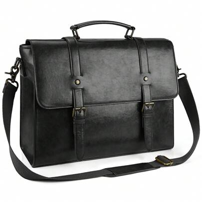 NEWHEY Mens Messenger Bag Vintage 15.6 Inch Waterproof Leather Laptop Briefcase Large Satchel Shoulder Bag Retro Office College Computer Bag