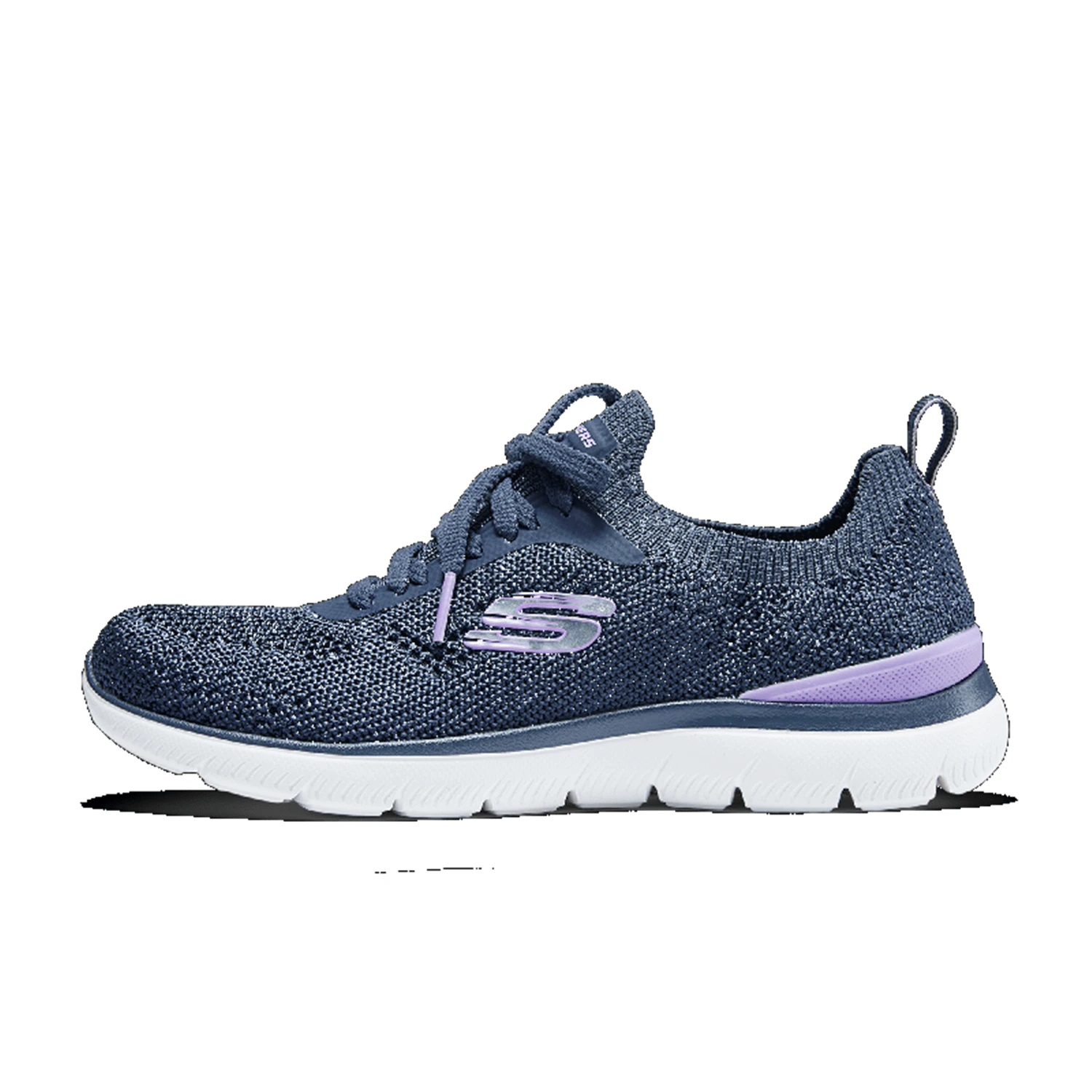Skechers 女士休闲鞋，轻便舒适的一脚蹬低帮运动鞋 150122-NVLV - 海軍藍色/薰衣草色 - 查看 1