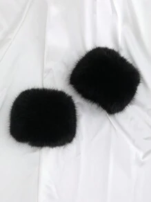 1 Pair Solid Color Fluffy Cuff Sleeves, Autumn/Winter Accessory For Women Halloween