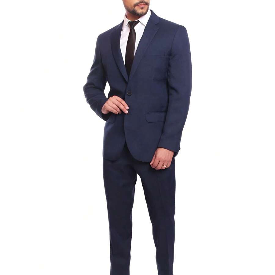 Stylish Italian Men's Slim Suit (Pants And Blazer) Executive - 藏蓝色 - 查看 1