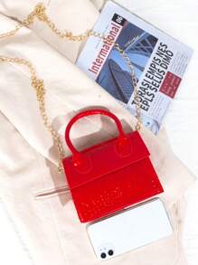 Glossy Patent Leather Chain Strap Satchel