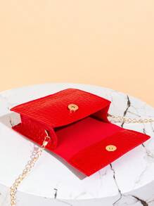 Glossy Patent Leather Chain Strap Satchel