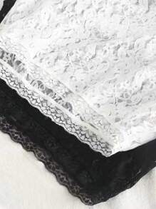 New Detachable Collar Elastic Lace Overlay Sleeveless Top With Floral Lace Trim, Plus Size, Suitable For Autumn/Winter