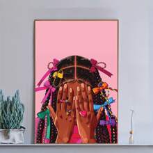 1 Stück - KKLDNHH Afrikanischer Haarschnitt Drucke und Poster, farbenfroher Haarklammer Leinwand Malerei Poster für kleine Mädchen, moderne minimalistische Wandkunst, Wohnzimmer Dekorations Bild - 30x40cm - 40x60cm - Ohne Rahmen