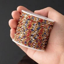 1 米金色不锈钢珐琅长框链用于珠宝制作 DIY 链条用于珠宝项链手链配件不褪色散装 - 不銹鋼滴油鏈 - 查看 3