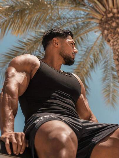 男士无袖压缩背心，跑步运动上衣，夏季透气舒适健身内衣